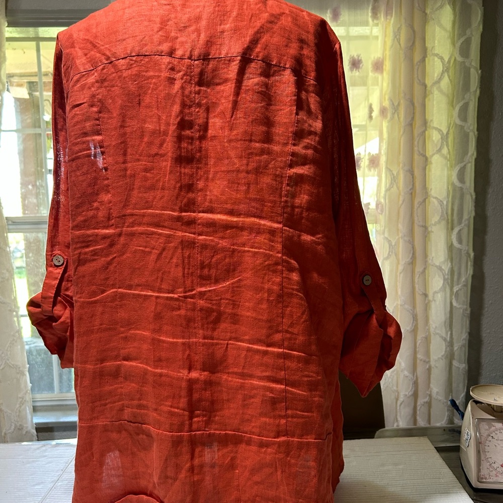 Soft Surrounding Rust Orange Button-Up Shirt Size… - image 4